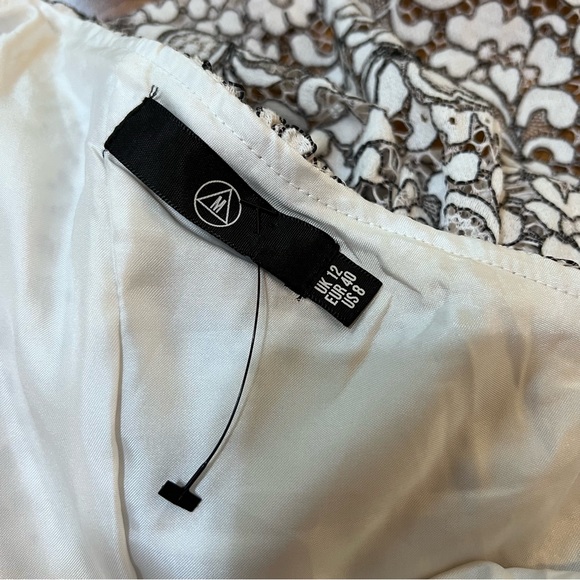 MISSGUIDED Black White Lace Off One Shoulder Ruffles Midi Dress NWOT Size 12 - Picture 6 of 14